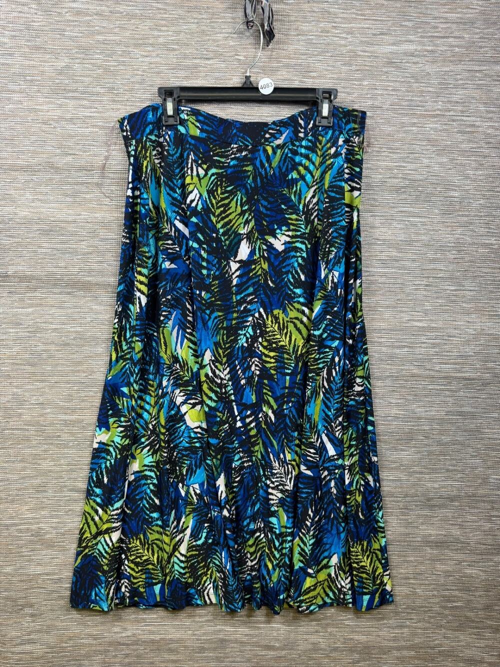 Evan Picone Skirt Hi Low Travel Slinky Womens Size XL Blue Green Pull On